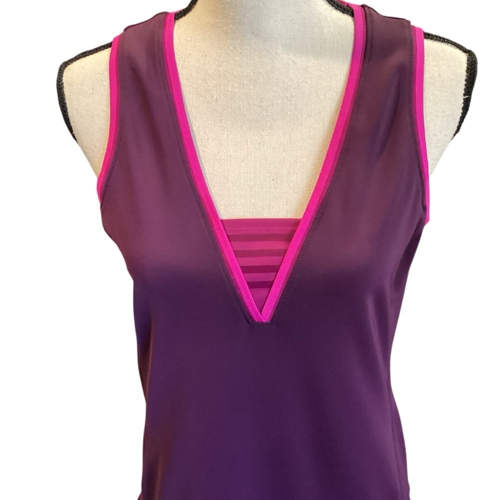 New Balance NB Dry Tennis Dress Plum Pink Trim Drop Waist Athletic Medium - Picture 14 of 15